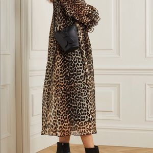Ganni leopard print georgette dress